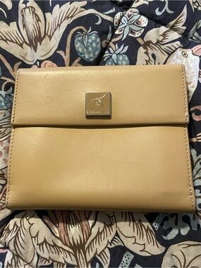 Lamarthe Beige Leather Foldover Wallet